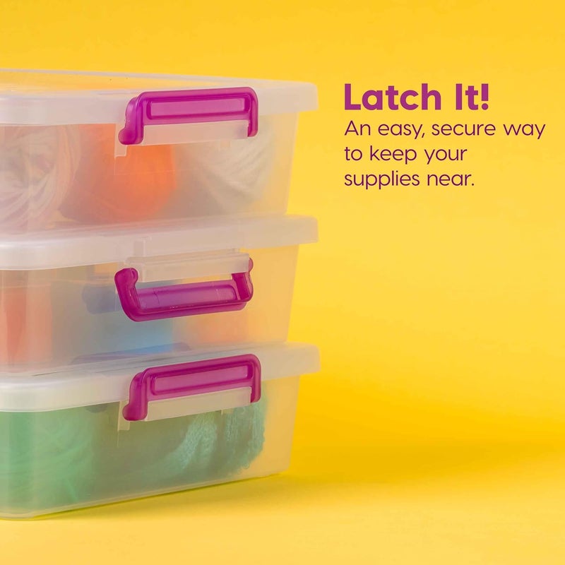 IrisUSA 6 Qt. Plastic Craft Storage Container Bins with Lids, 6 Pack, Small Art & Office Supply Organizer Tote, Sensory Bins & Boxes for Home & University, Stackable, Secure Latch Buckles, Clear - Image 3